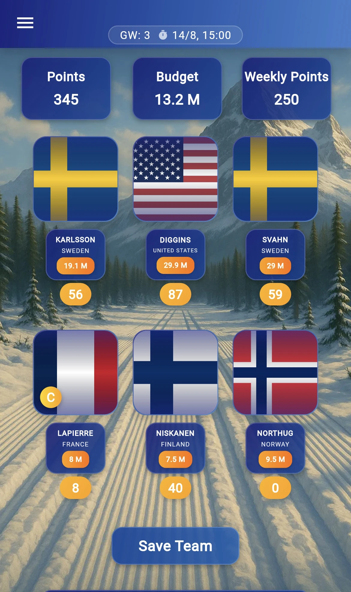 Game home screen